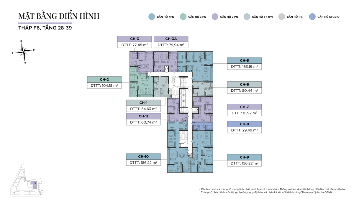 Mặt bằng điển hình T28 - T39 tòa F6