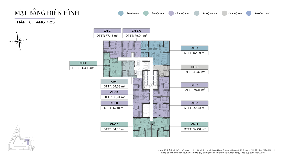 Mặt bằng điển hình T7 - T25 tòa F6