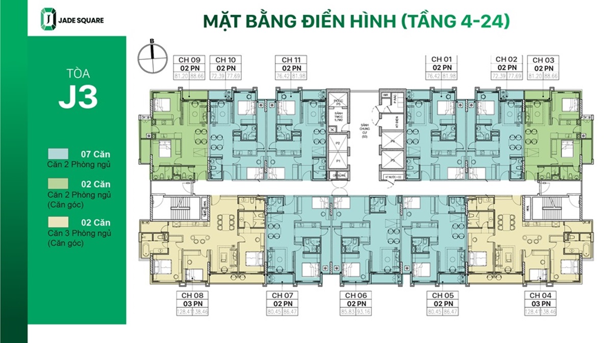 Mặt bằng T4 - T24 tòa J3 dự án Jade Square