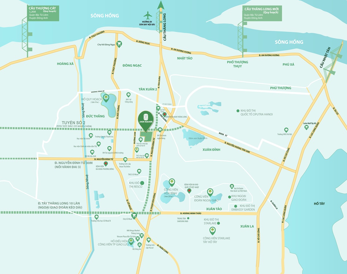 Địa chỉ dự án Jade Square: Đường Nguyễn Đình Tứ, Phường Đông Ngạc, Hà Nội