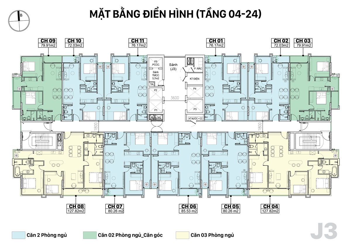 Mặt bằng T4 - T24 tòa J3 dự án Jade Square